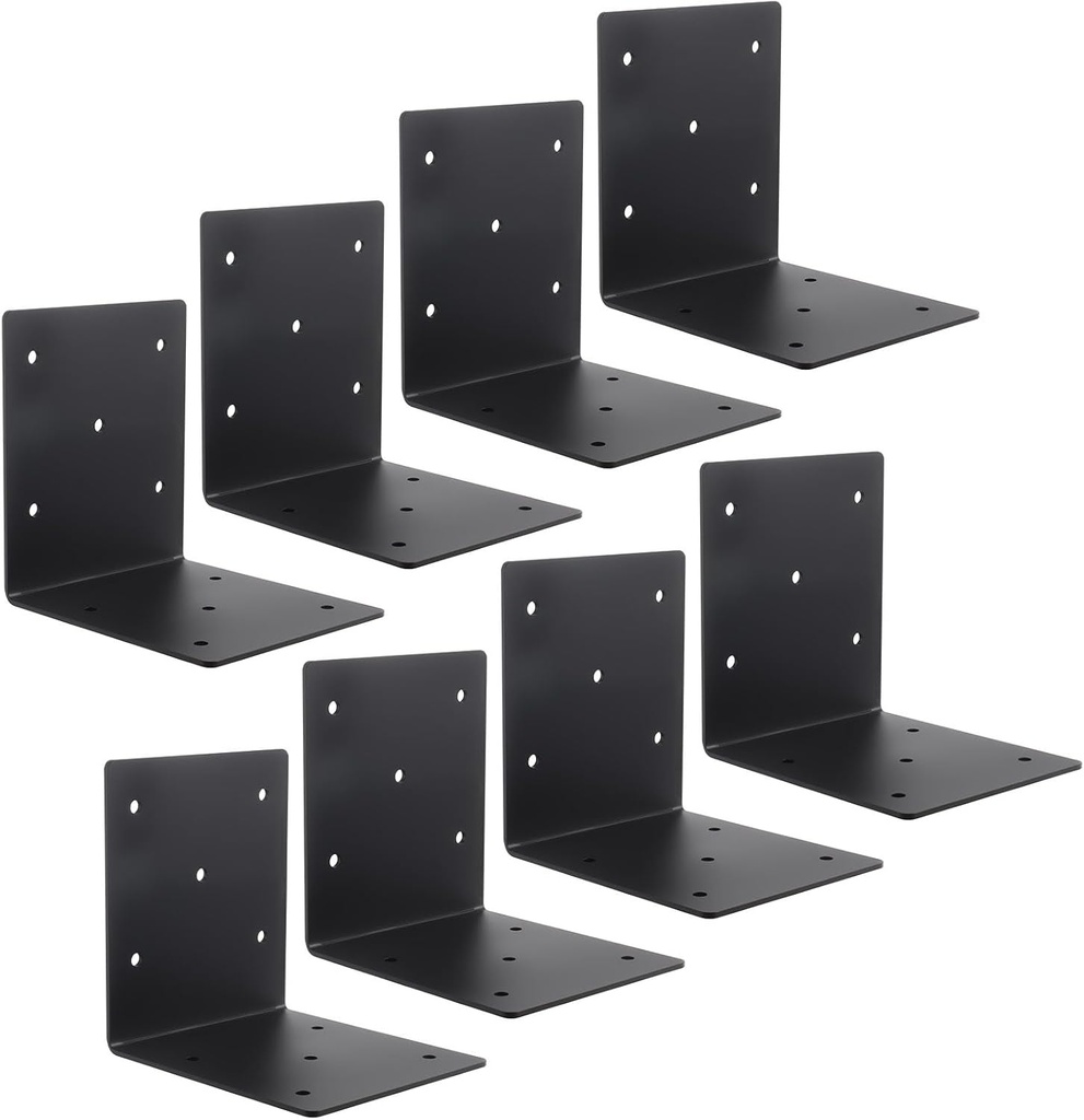 4 Pcs Heavy Duty Steel Corner Bracket, 6"x6"x5" L Right Angle Bracket, 90 Degree L Shape Brackets Post Connector for 4x4 and 6x6 Post, Wood Shelves, Furnitur