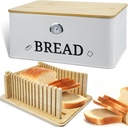 White Bread Box for Kitchen Countertop with Bamboo lid, Hygrometer Kitchen Organizer for Sourdough, Buns, and Loaves, Bread Storage Container with Cutting Board Lid