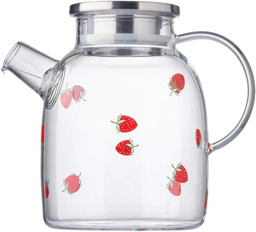 Cabilock 1pc - Glass Tea Kettle for Cold Brew and Iced Tea Stylish Transparent Water Jug for Home and Kitchen Use Smooth Spout Elegant Design