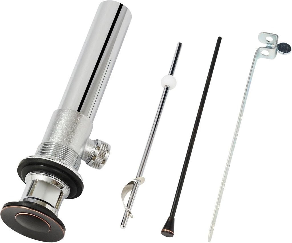 Purelux Bathroom Faucet Vanity Sink Metal Pop-Up Drain Stopper Assembly with Lift Rod and Overflow, Oil Rubbed Bronze Finish