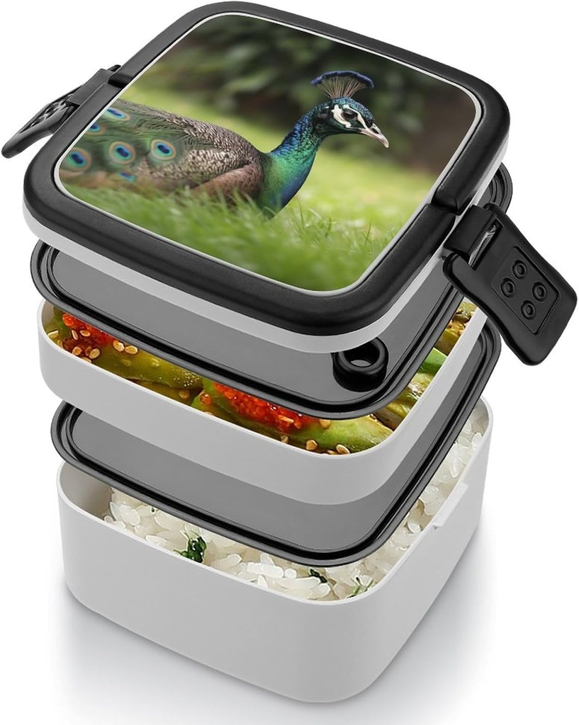 Bento Box Adult Lunch Box Lunchable Food Container with Utensil Animals That Open Their Tails Lunchbox Leak-Proof Lunch Containers Double Layer Bento Box for Dining Out Work Picnics Travel