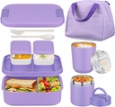 Large Bento Lunch Box Set for Adults Kids Women with 10.5oz Soup Thermo,Coffee Tumblers Men Girls Boys Teenagers Leak-Proof Lunch Food Containers with Lunch Bag