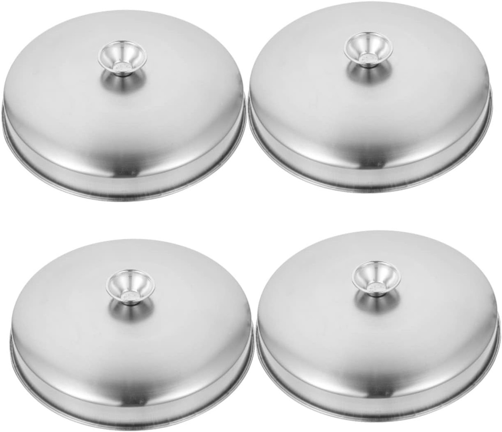PAREKS 4pcs Stainless Steel Steamer Lid Frying Pan Stainless Steel Stainless Steel Griddle Indoor Griddle Steak Lid Grill Press Cover Steamer Cover Melting Dome Food Covers for Indoor/1411