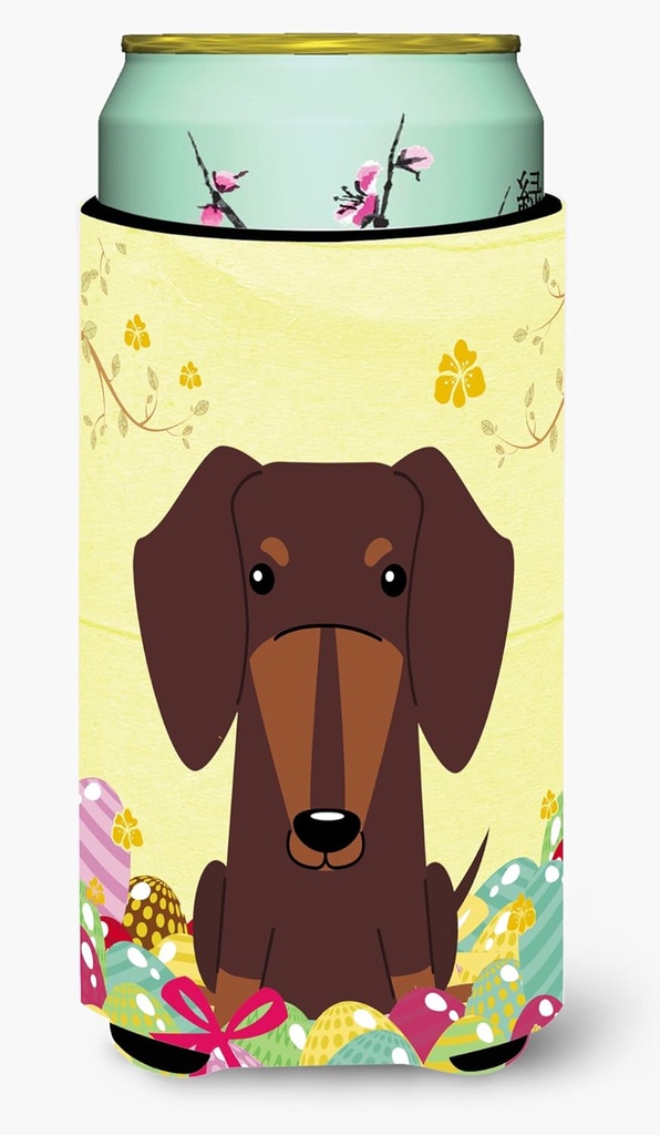 Caroline's Treasures BB6131TBC Easter Eggs Dachshund Chocolate Tall Boy Hugger Can Cooler Sleeve Hugger Machine Washable Drink Sleeve Hugger Collapsible Insulator Beverage Insulated Holder