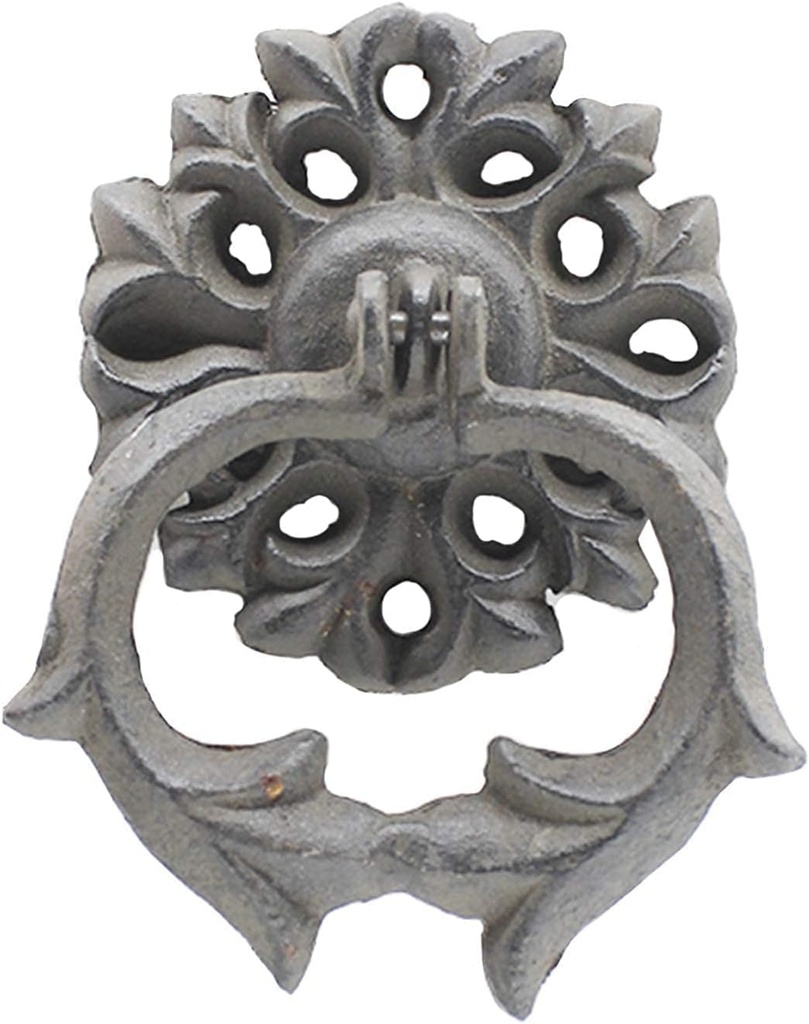 Door Handle Classic Design Door Knocker, Outdoor Vintage Gate Knockers for Front Door, Solid Casting Iron Flowers Pull Ring Handle