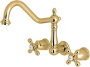 Kingston Brass KS1022AX Heritage Wall Mount Roman Tub Faucet, Polished Brass