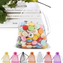 ANZNKU 50 Pack White Organza Bags 5 x 7 Inch, Sheer Favor Mesh Bags Drawstring, Gift Bag Small Size, Mesh Bag Drawstring For Wedding Party