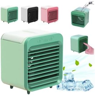 Portable Air Cooler Fans,Quiet Mini Evaporative Cooler,Small Desktop Water-Cooled Evaporative Air Conditioner Fan with Ice Box Rechargeable USB Charge 3 Adjustable Wind Speed