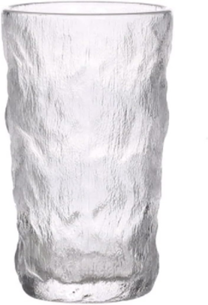 Drinking Glasses Set of 2 Glacier Clear Frosted Glass Water Cup Transparent Simple Drink Glassware Sets for Milk Beer Juice Coffee, 8x13.5cm