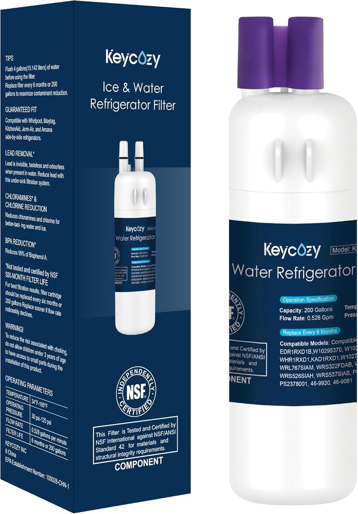 K001 Refrigerator Water Filter Replacement for EDR1RXD1, Everydrop Filter 1, W10295370, WHR1RXD1, KAD1RXD1, P4RFWB, P8RFWB2L, Compatible for Kenmore 46-9930, 46-9081 (1)