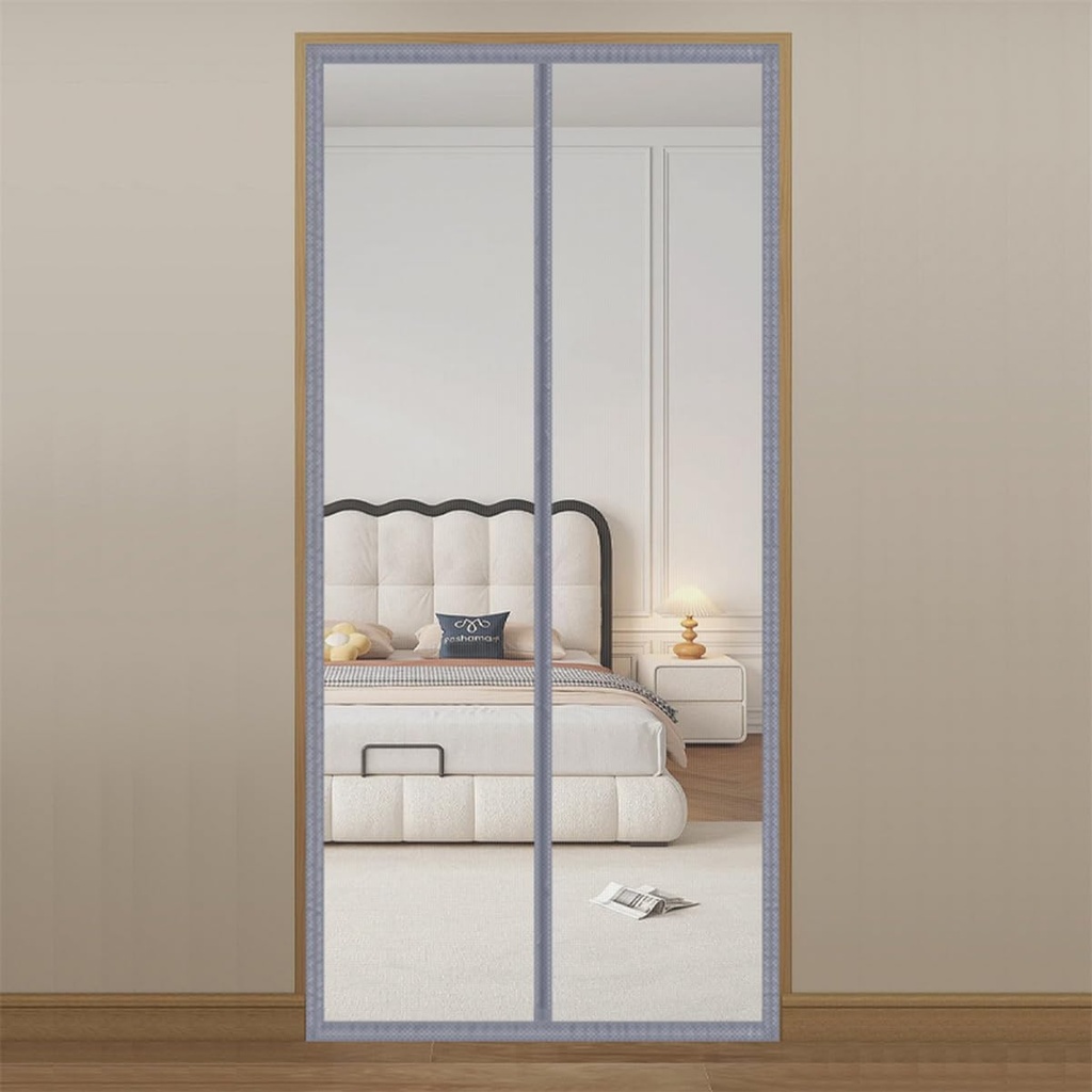 Liveinu Magnetic Screen Door, Self Sealing, Heavy Duty Screen Door Mesh Curtain with Magnets for Sliding, Patio, French, Front and Back Door, Pet and Kid Friendly, Grey 2, 80“x88“