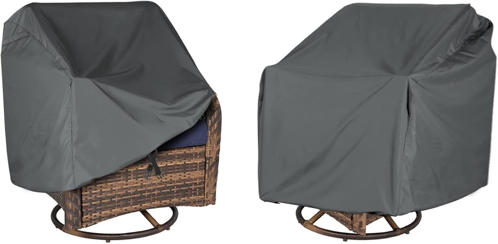 Outdoor Swivel Lounge Chair Cover 2 Pack, (37.5" L x 39.25" W x 38.5" H) 100% Waterproof Heavy Duty Outdoor Chair Covers, Patio Furniture Cover for Swivel Patio Lounge Chair (Grey)