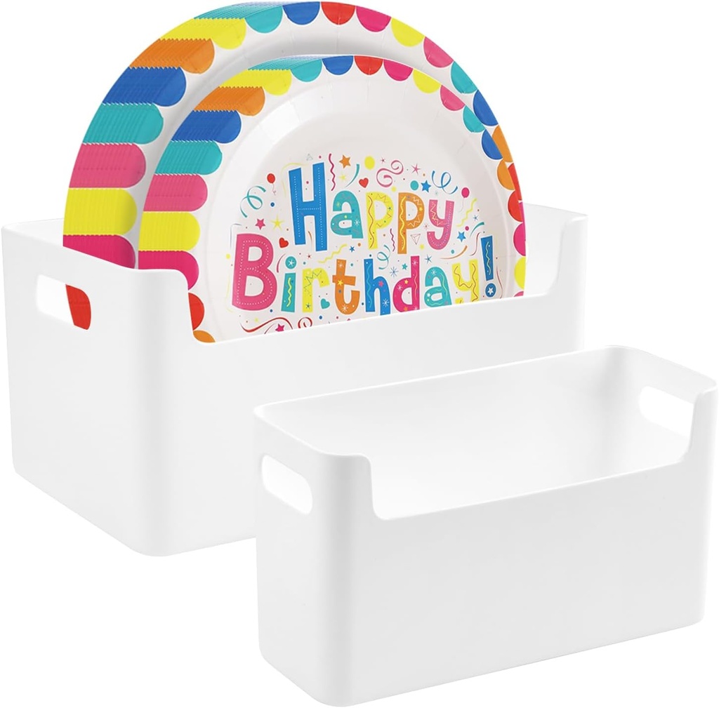 2Pcs Paper Plate Dispenser for 7-10 Inch Disposable Plates, Space-Saving Disposable Plate Storage Organizer for Cabinet, Countertop, RV or Outdoor, Space-Saving Plastic, Foam and Paper Plate Storage