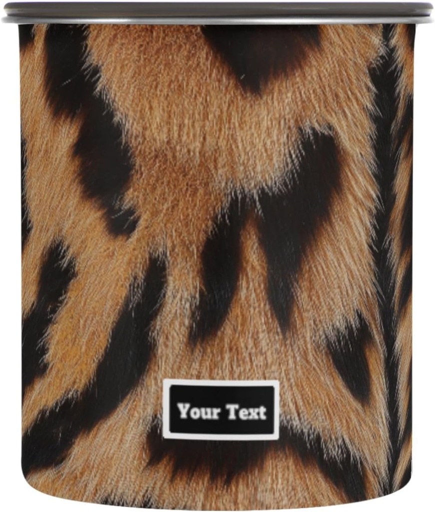 ALAZA Tiger Print Kitten Cats Airtight Coffee Bean Canister Customed 30oz Food Storage Containers with Lids For Gournd, Tea, Sugar, Flour, Rice, Cereal, Candy Cookie Jar