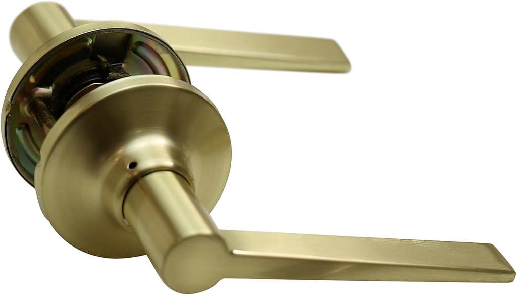 Essen Lockset - Satin Brass - Passage (Door Lever Knob Handle Leverset Modern Gold Amber) Brushed Brass