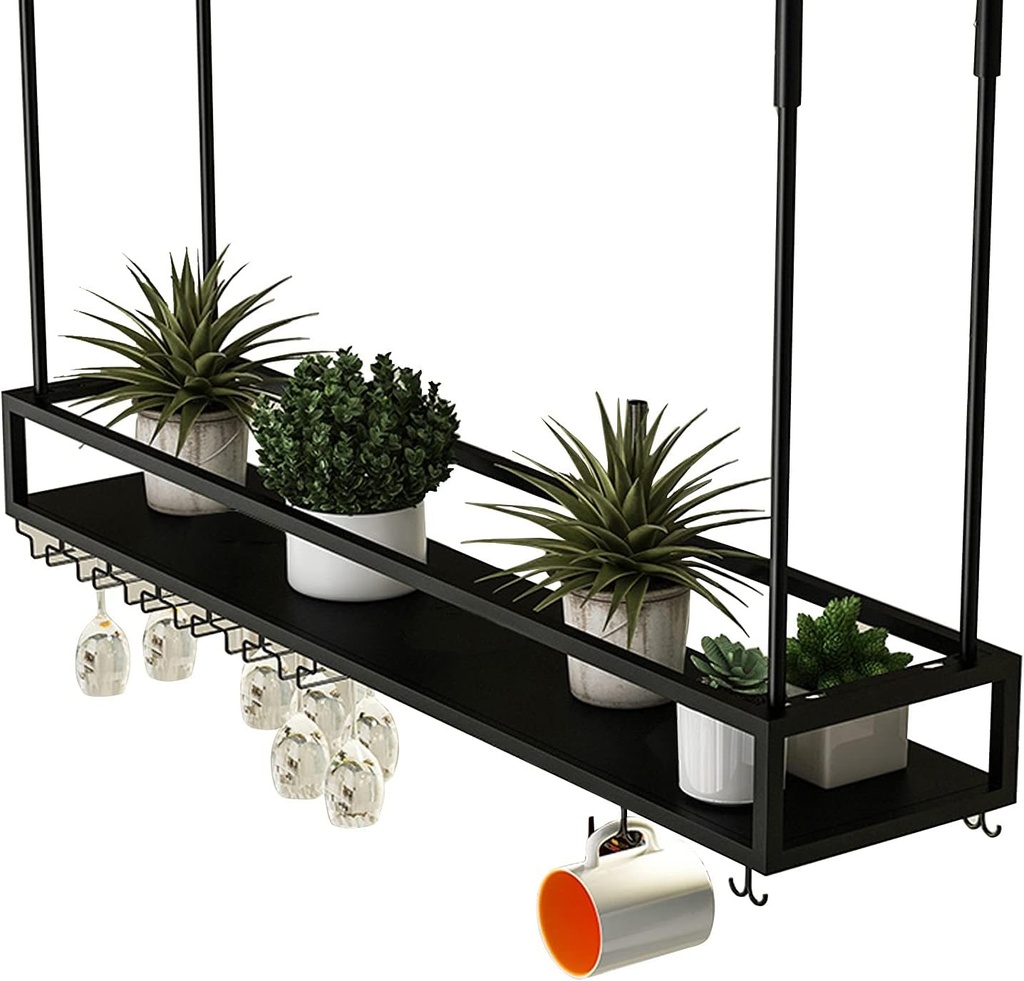 Floating Wine Shelf Hanging Wine Bottle Rack with Glass Holder, Wine Storage Display Racks Wine Storage Display Racks Organizer for Wine Cellar/Bar (Size : 120x25x21cm)