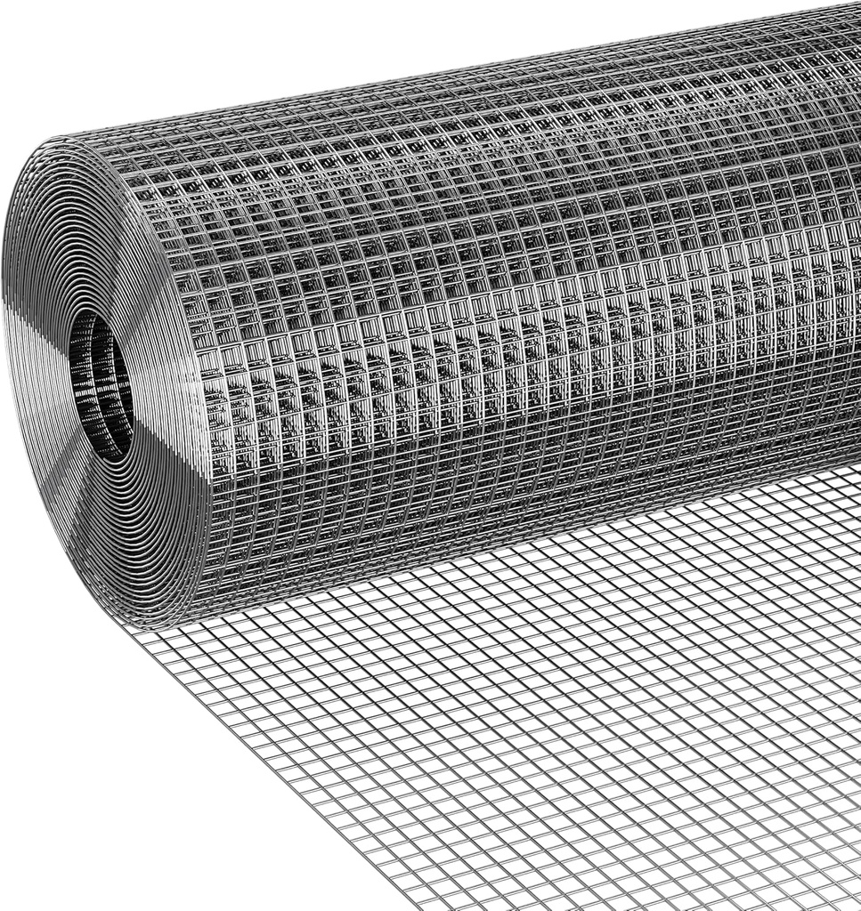 Hardware Cloth 1/2 inch 48 x 100 ft 19 Gauge Galvanized Chicken Wire Mesh Roll, for Rabbit Hutches, Chicken Coops, Tree Guard, Wire Fence Roll, Hardware Mesh