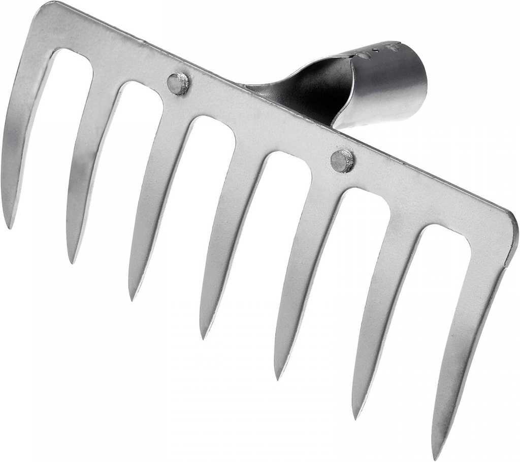 uxcell 7 Teeth Garden Rake Head, Galvanized Manganese Steel Stone Rake for Garden Farm Backyard Without Handle Hard Rake Head Only, Silver Tone