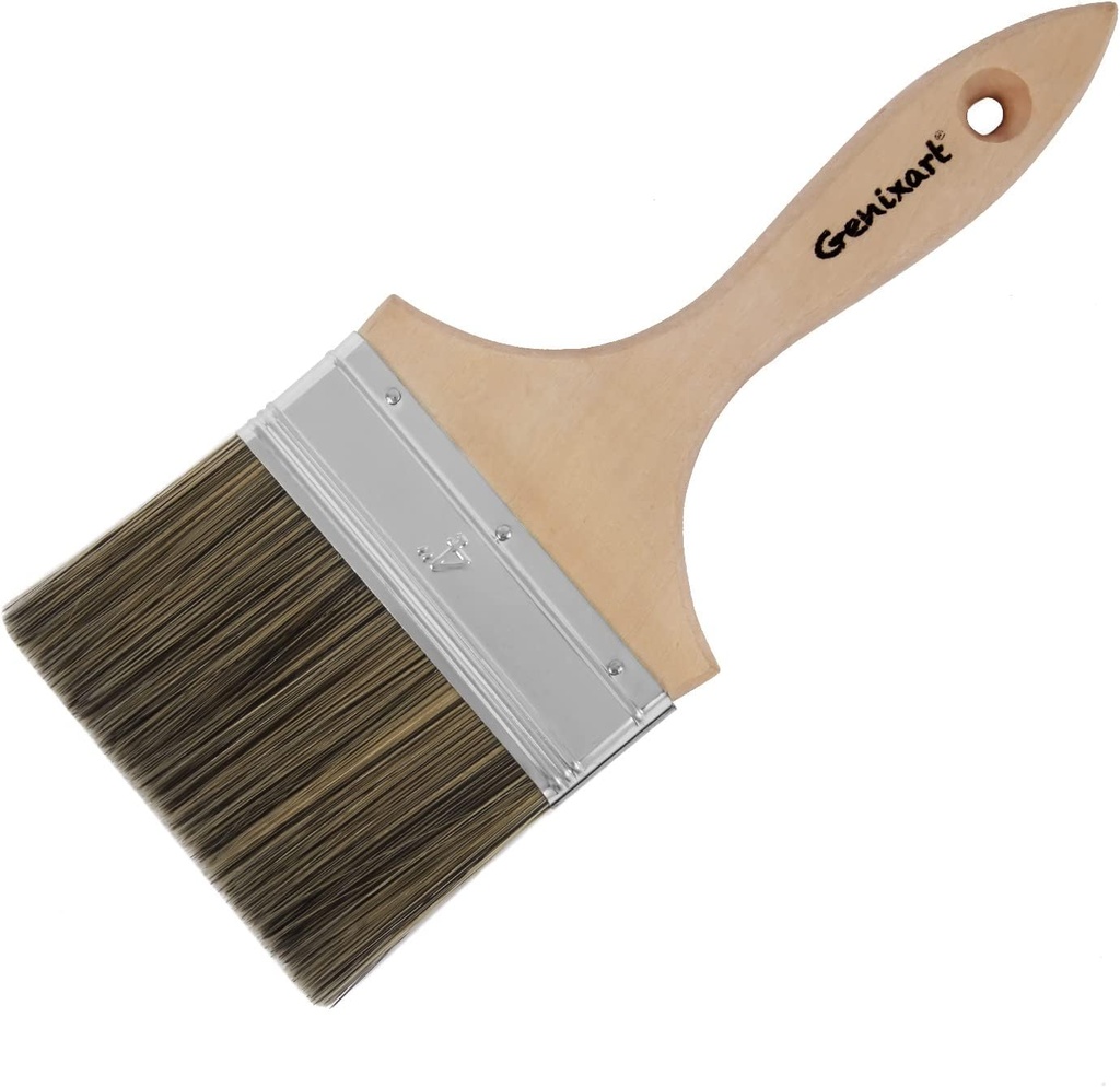 Double Thick Chip Paint Brush - Wood Stain Brushes for Painting Walls and Fence Staining - Wooden Handle Masonry Paintbrush for Varnish, Paste, Gesso and Limewash (4 inch)
