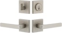Viaggio QADMHMLUS_Combo_238_RH Motivo Right Handed Solid Brass Single Cylinder Keyed Entry Door Lever Set and Deadbolt Combo Pack - 2-3/8" Backset - Satin Nickel