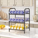 GILLAS 3 5 6 7 8 Tier Water Bottle Storage, Metal Beverage Can Rack,Large Capacity Bottled Rack Water Bottle Holder Stand for Cabinet, Countertop Kitchen, Party, Black