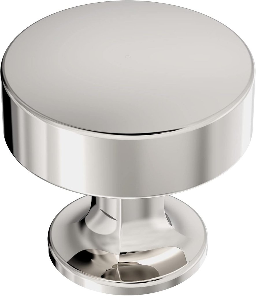 Amerock BP37102PN | Kitchen Cabinet Knob | Polished Nickel | Everett | 1-5/16 inch (33mm) Diameter | Cabinet Hardware | Round Furniture Knob | Dresser Drawer Knob