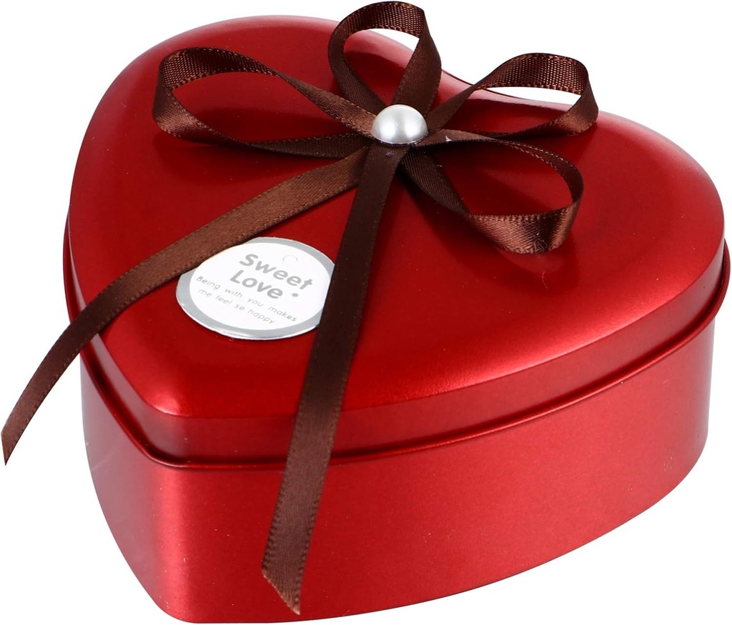 Alipis Heart Shaped Tinplate Tins Empty Candy Tins Chocolate Boxes Heart Cookie Container with Lid Valentine Tin Containers