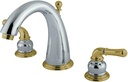 Kingston Brass KS2964 Naples Widespread Lavatory Faucet, Polished Chrome and Polished Brass, 8-Inch Adjustable Center