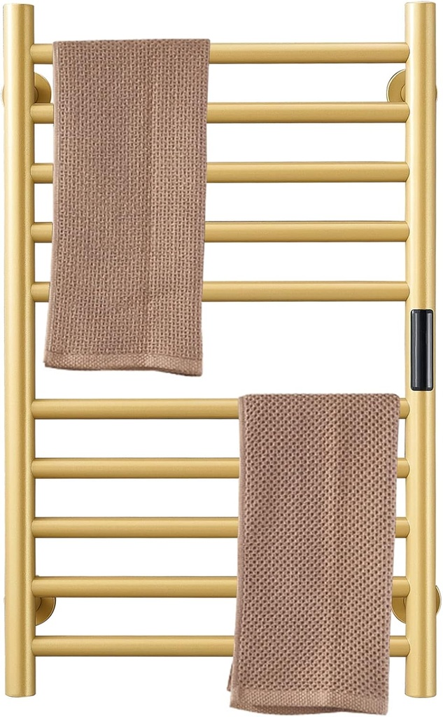 Electric Towel Warmer Radiator Gold Bathroom Accessories, Built-in Timer Temperature Control 10 Bars Electric Heated Towel Racks for Bathroom Stainless Steel Towel Warmer Drying Rack, Plug in