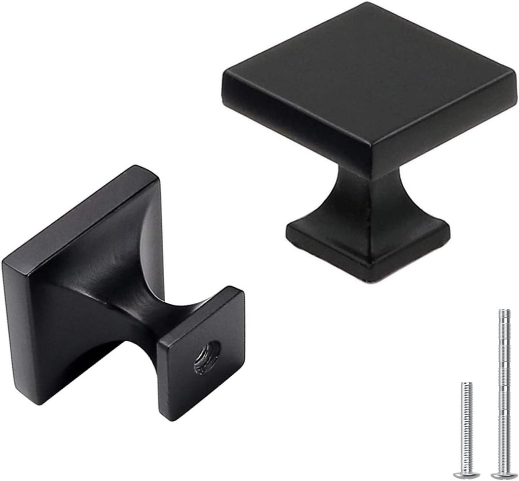 goldenwarm 5 Pack Black Cabinet Knobs for Dresser Drawers Kitchen Hardware Handles 1.1 inch Width Square Knob for Cabinets,Zinc Alloy