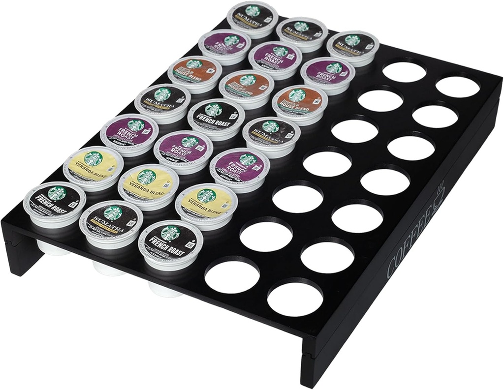 MinBoo BamBoo k cup holder Drawer or Countertop k cup Organizer Coffee Pod Holder Hold 35 Coffee Pod Storage Kcup coffee pods holder for coffee station Office and Kitchen k cup storage,Black