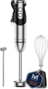 MegaWise Pro Titanium Reinforced 3-in-1 Immersion Hand Blender, Powerful Copper Motor with 80% Sharper Blades, 12-Speed Corded Blender, Including Dish Washer Safe Whisk and Milk Frother