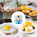Electric Egg Cooker, Boiler, Fast Poacher, 350W Multifunction Food and Vegetable Steamer, Hard-boiled Eggs, Stainless Steel Tray(Blue,2 layers)