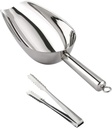 Alipis Stainless Steel Ice Scoop Tongs 2-Piece Set Sturdy Food-Grade Ice Cube Serving Tools for Coffee Beans Bars and Parties