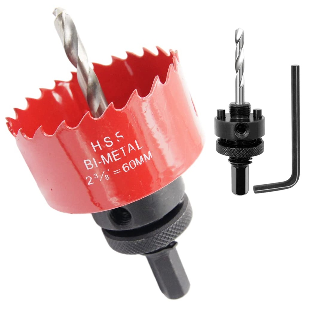 60mm Hole Saw,Drill Bit,LAIWEI Heavy Duty Mandrel Hole Cutter for Drilling Wood, Aluminum Profile, PVC and Other Materials(2-3/8")