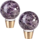 mookaitedecor Set of 2 Amethyst Crystal Sphere Drawer Knobs with Screws, Resin Round Ball Stone Handles Pulls for Cabinets Cupboard Kicthen Door Wardrpbe