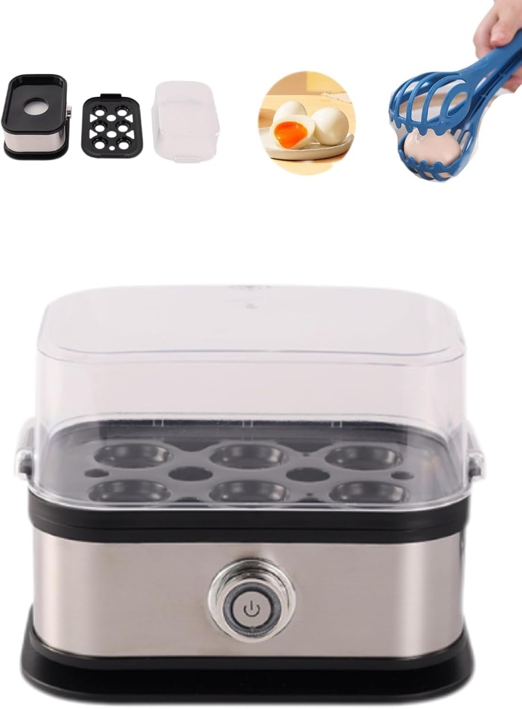 Stainless Steel Smart Egg Cooker for 6 Eggs | Auto Shut Off & Perfect Hard Boiled | Poached Egg Maker | Adult Kitchen Essential WMOVAN (1)