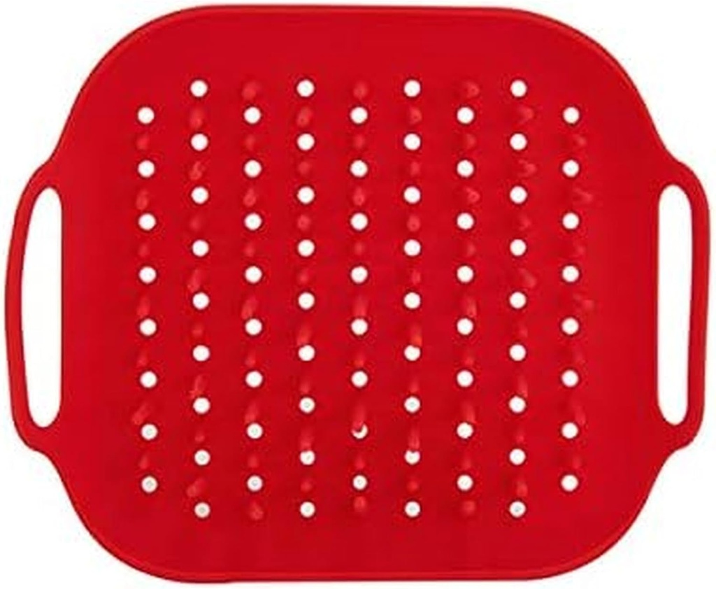 Instant Pot Accessory Official Air Fryer Silicone Tray, One Size, Red - Reusable, Non-Stick, Heat Resistant, Food-Grade Silicone, Dishwasher Safe, Ideal for Crispy Chips, Fries, Wings, Toast, and More