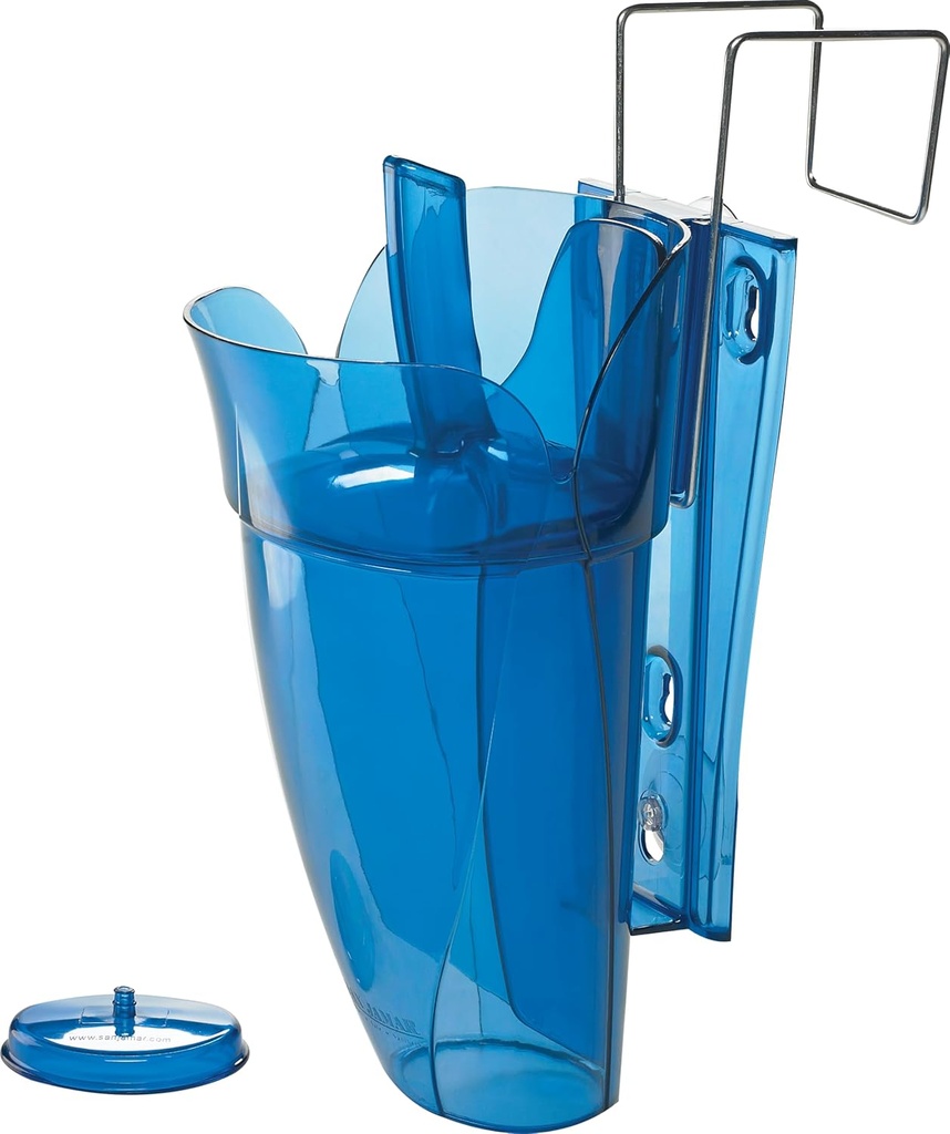 San Jamar Saf-T-Scoop Ice Scoop with Storage Caddy for Kitchens, Restaurants, And Fast Food, Plastic, 64 To 86 Ounces, Blue