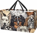 Generic Reusable Grocery Bags for Women Large Variety of Dog Breeds Seamless Pattern Shopping Tote Bag for Beach Groceries Picnic, 22.0x12.6x11.4 in/56x29x32 cm, gwl-001-1