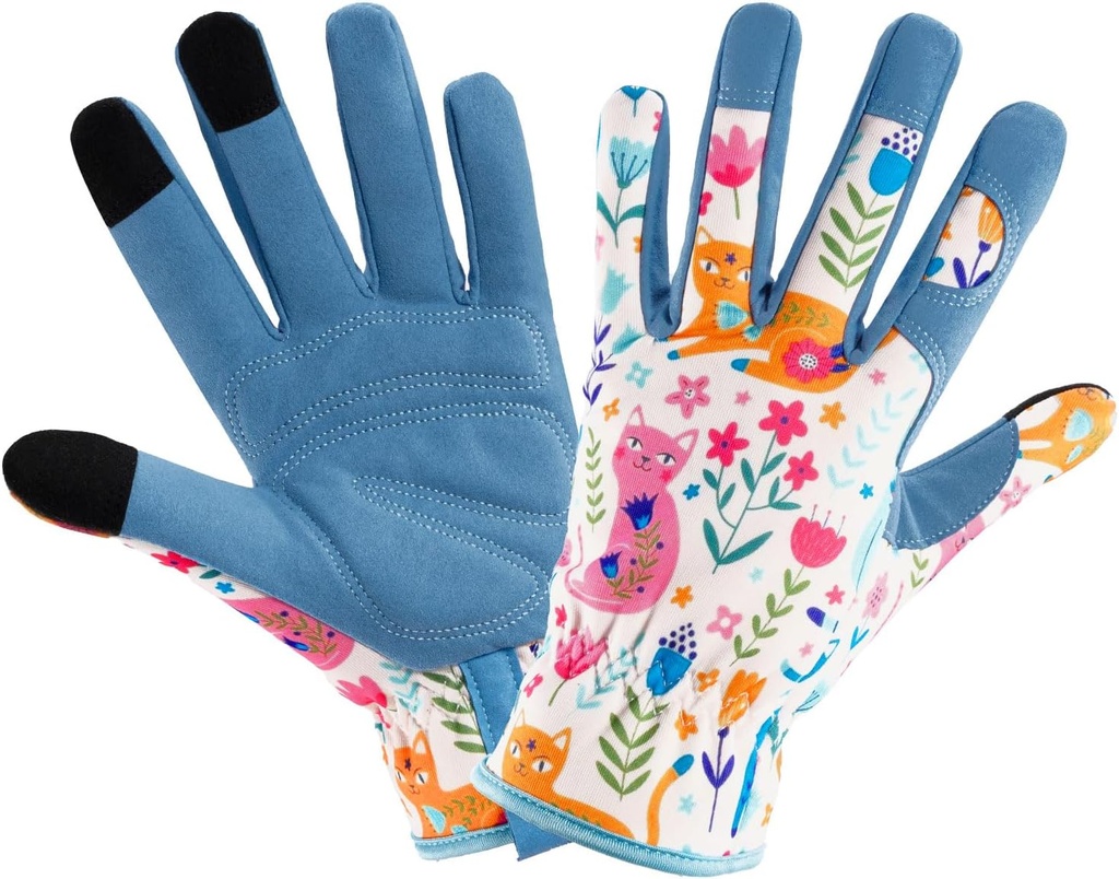 Gardening Gloves for Women, Printed Touchscreen Garden Gloves with Grip, Thorn-Proof Puncture-Resistant Work Gloves