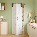 40" x 84" Pre-Assembled Solid Core Panels Bifold Barn Door, White Primed Finish Folding Barn Door with Hardware Kit Included for Closet Pantry Laundry, K Shape