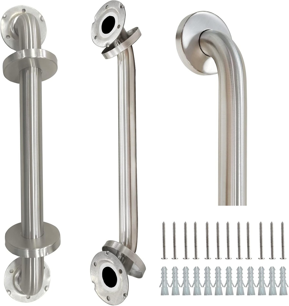 2 Pack Grab Bars for Bathroom, 16 Inch Brushed Nickel 304 Stainless Steel Shower Grab Bar, Safety Assist Handicap Grab Bar, 500lbs Support Grab Bar for Bathtubs and Showers for Christmas Gifts