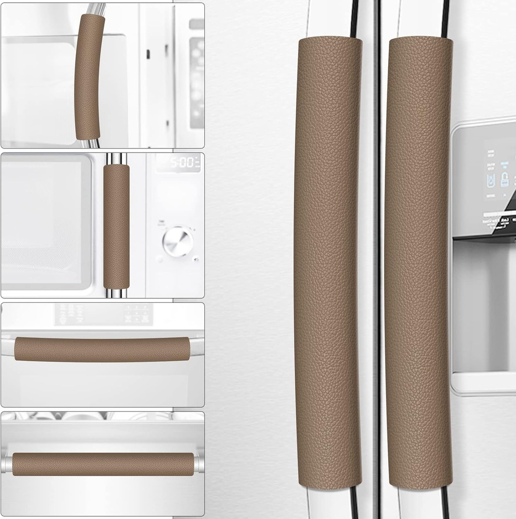 Refrigerator Door Handle Covers, 6PCS, Leather Kitchen Appliance Handle Covers, Keep Your Fridge Microwave Oven Stove or Dishwasher Clean, Stains Dirty Oils, Kitchen Decor(Chocolate)