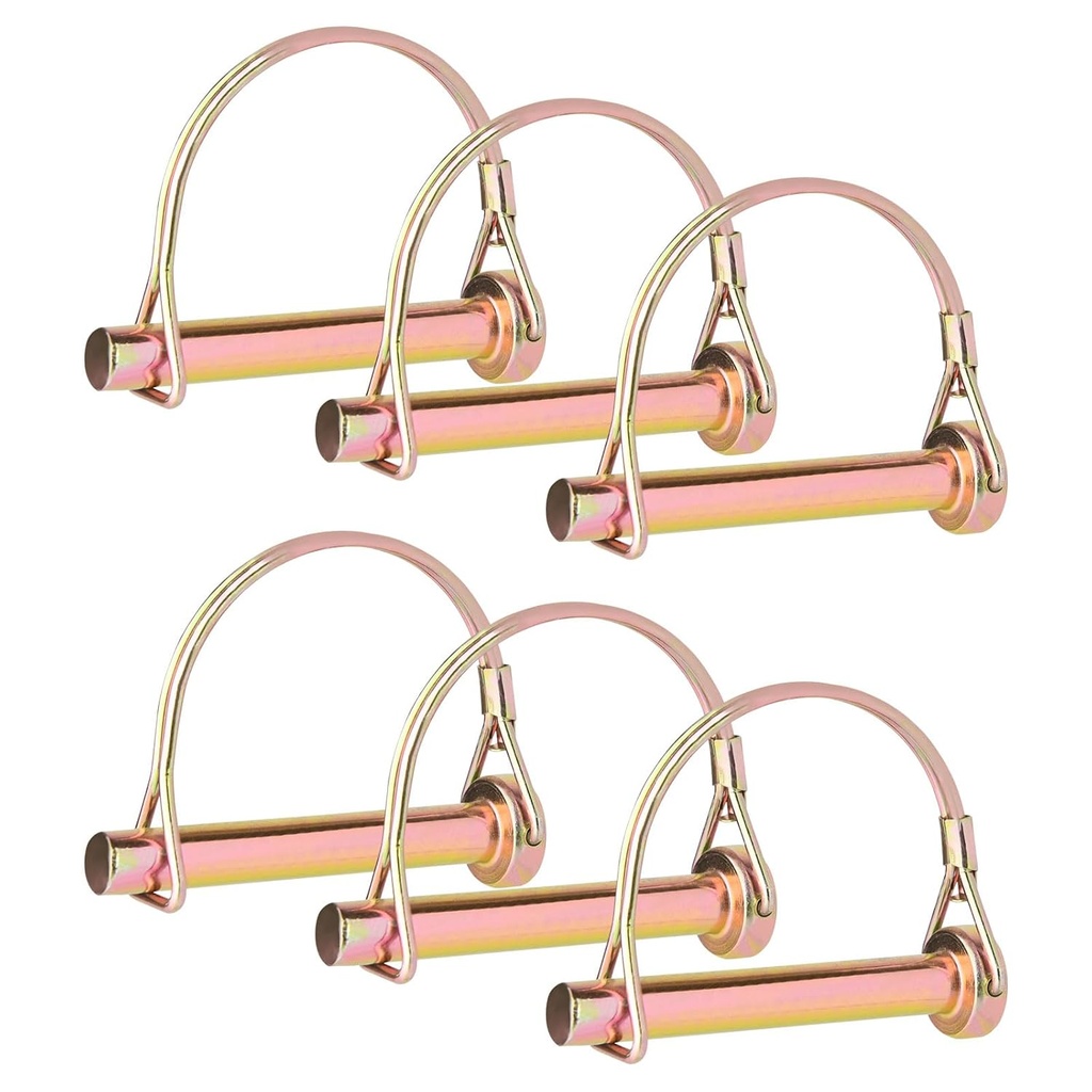6PCS Heavy Duty PTO and Hitch Lynch Square D-Shape Pins, Clip and Cast Iron Pull Ring & Positioning Pin for Trucks, Tractors, Hand Carts, Towing Mowing,Lawn Mowers & Trailers（1/4’’ *2-1/2’’）