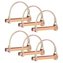 6PCS Heavy Duty PTO and Hitch Lynch Square D-Shape Pins, Clip and Cast Iron Pull Ring & Positioning Pin for Trucks, Tractors, Hand Carts, Towing Mowing,Lawn Mowers & Trailers（1/4’’ *2-1/2’’）