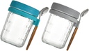 LIFKOME 2sets Reusable Overnight Oats Cup Mason Jar Lids Oatmeal Jars Lids Glass Containers for Breakfast Snacks Tea