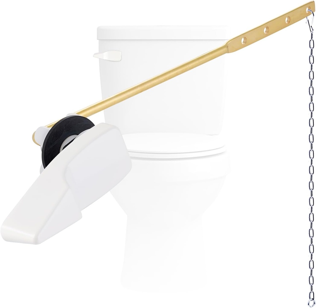 White Front Mount Metal Toilet Handle Replacement Kit Compatible with American Standard/Mansfield/Gerber/TOTO/Kohler Toilet, Toilet Tank Flusher Lever with Flapper Chain