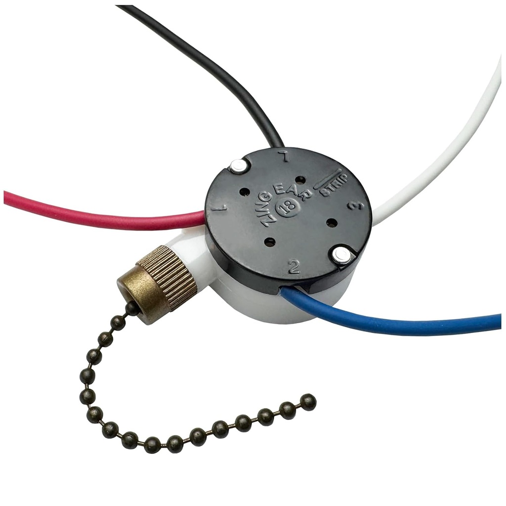 YukiHalu Ceiling Fan Pull Chain Switch 3 Speed 4 Pre-Installed Wires, ZE-208S, Replacement Fan Light Switch for Ceiling Fans and Light Kits (Antique 1Pack)