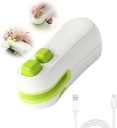 Mini Bag Sealer, 2025 New 2 in 1 Mini Handheld Bag Sealer for Sealing and Cutting, Rechargeable Magnetic Mini Sealing Machine for Chip, Plastic Bags, Food Storage (White)